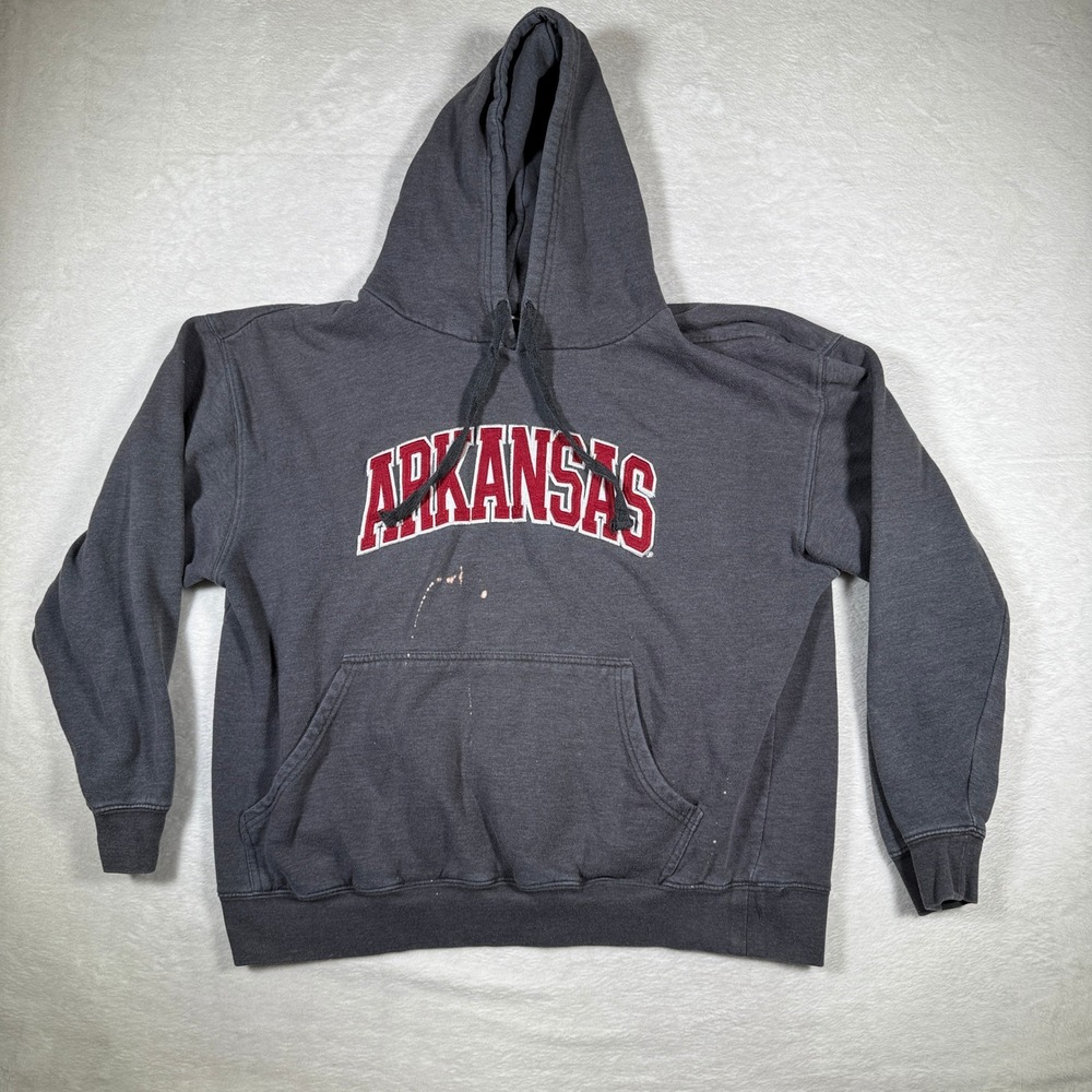 Arkansas Razorbacks Hoodie Pullover Gray Majestic Section 101 Sweatshirt‎ XL